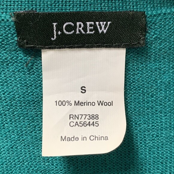 J Crew 100% Merino Wool Cardigan Sweater Women S Green Grandpa Core 6 Button - Picture 13 of 14
